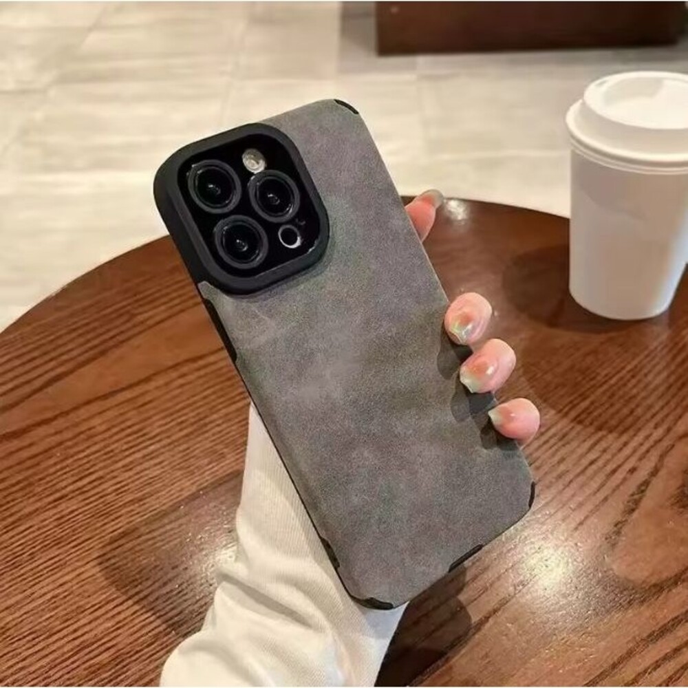 Matte Leather Silicone Phone Case for Iphone 14 Pro Max - Gray